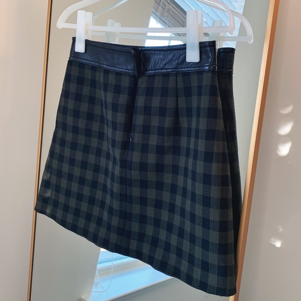 NEW🔖A.L.C Krisa Gingham Check Mini Skirt Leather A-Line RARE